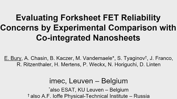 Evaluating Forksheet FET reliability concerns by experimental comparison with co-integrated Nanosheets