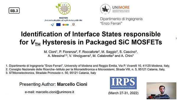 Identification of Interface States responsible for VTH Hysteresis in packaged SiC MOSFETs