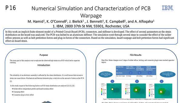 Numerical Simulation and characterization of PCB Warpage
