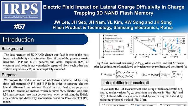 Electric Field Impact on Lateral Charge Diffusivity in Charge Trapping 3D NAND Flash Memory