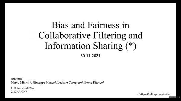 Bias and Fairness in Collaborative Filtering and Information Sharing