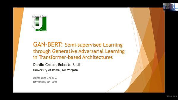 GAN-BERT: Semi-supervised Learning through Generative Adversarial Learning in Transformer-based Architectures