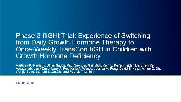 Phase 3 FliGHt Trial: Experience of Switching from Daily Growth Hormone Therapy to Once-Weekly TransCon HGH in Children with Growth Hormone Deficiency