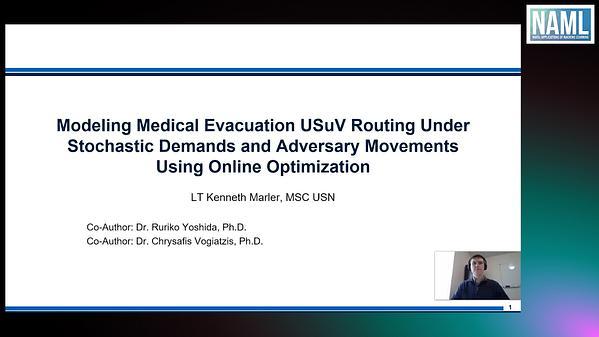 Modeling Medical Evacuation USuV Routing Under Stochastic Demands and Adversary Movements Using Online Optimization