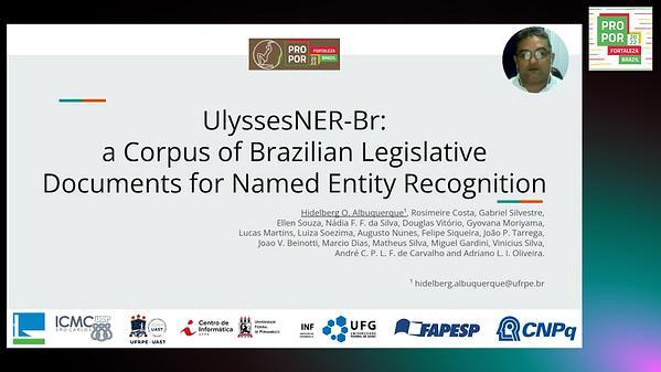UlyssesNER-Br: a corpus of Brazilian Legislative Documents for Named Entity Recognition