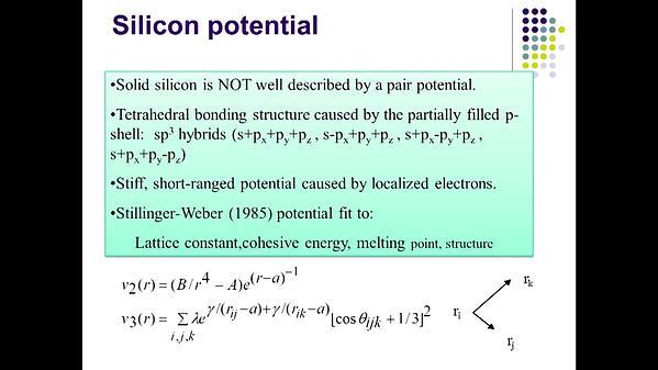 Molecular Dynamics MOOC 10.2.4. Atom-Atom and Directional Bonded Potentials