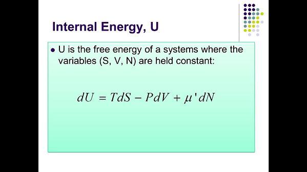 Molecular Dynamics MOOC 4.2.1. Internal Energy, Enthalpy, Free Energy, and Thermodynamic Derivatives