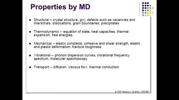Molecular Dynamics MOOC 8.1.1. Advanced Property Calculations