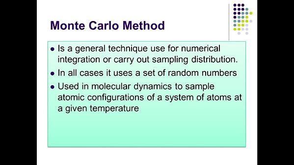 Molecular Dynamics MOOC 9.2.3. Monte Carlo Simulation