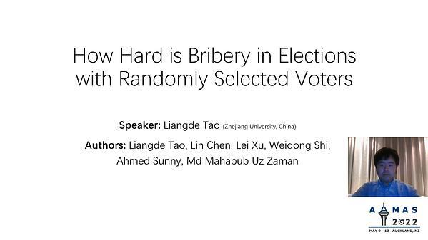 How Hard is Bribery in Elections with Randomly Selected Voters