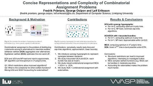 Concise Representations and Complexity of Combinatorial Assignment Problems