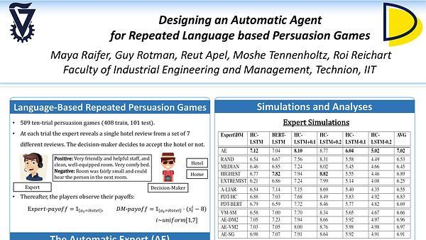 Designing an Automatic Agent for Repeated Language based Persuasion Games