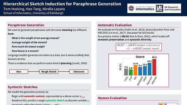 Hierarchical Sketch Induction for Paraphrase Generation