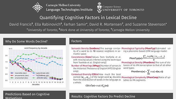 Quantifying Cognitive Factors in Lexical Decline