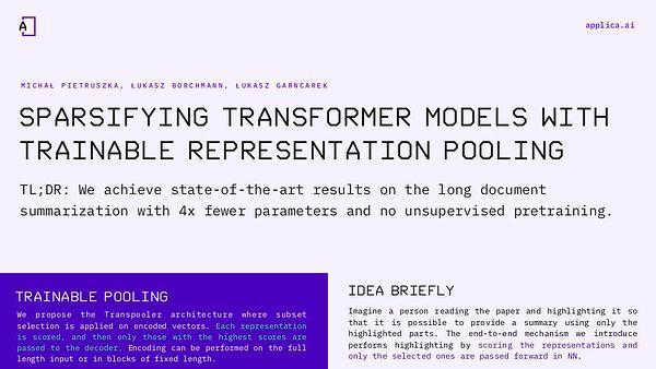Sparsifying Transformer Models with Trainable Representation Pooling