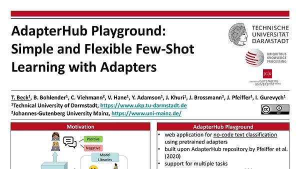 AdapterHub Playground: Simple and Flexible Few-Shot Learning with Adapters