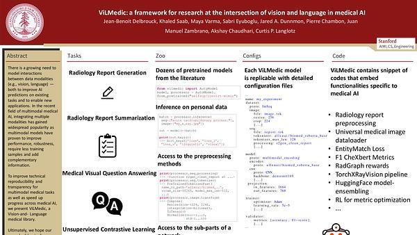 ViLMedic: a framework for research at the intersection of vision and language in medical AI