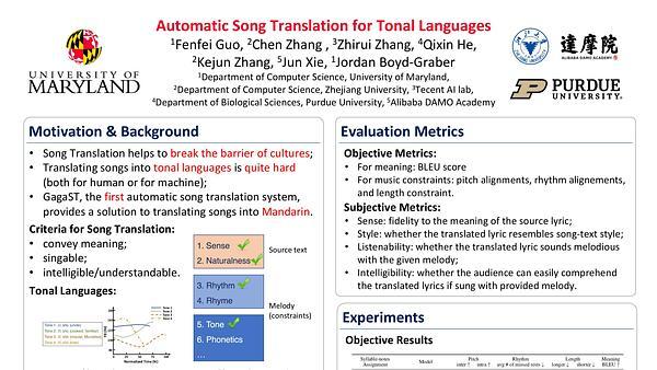 Automatic Song Translation for Tonal Languages