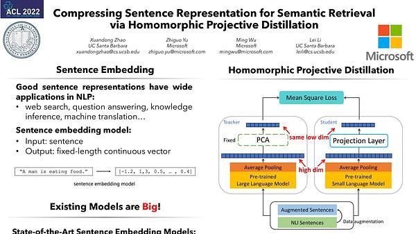Compressing Sentence Representation for Semantic Retrieval via Homomorphic Projective Distillation