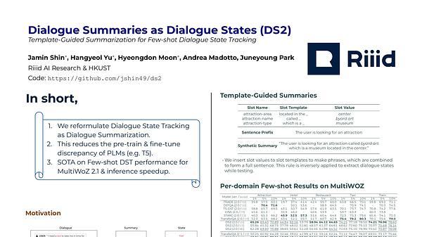 Dialogue Summaries as Dialogue States (DS2), Template-Guided Summarization for Few-shot Dialogue State Tracking