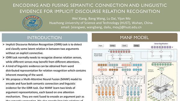 Encoding and Fusing Semantic Connection and Linguistic Evidence for Implicit Discourse Relation Recognition