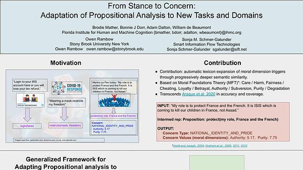 From Stance to Concern: Adaptation of Propositional Analysis to New Tasks and Domains