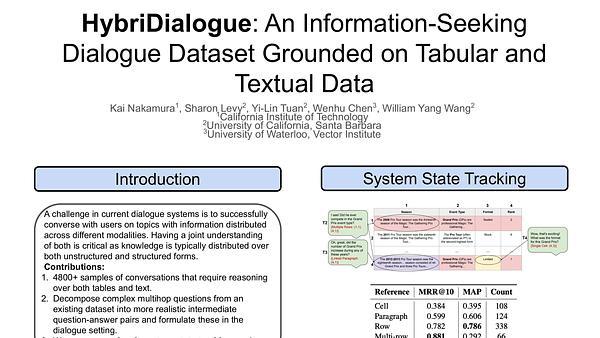 HybriDialogue: An Information-Seeking Dialogue Dataset Grounded on Tabular and Textual Data