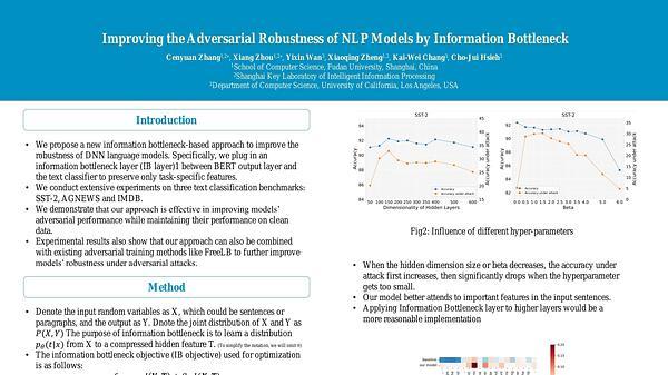 Improving the Adversarial Robustness of NLP Models by Information Bottleneck