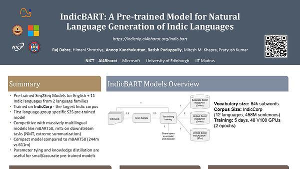 IndicBART: A Pre-trained Model for Indic Natural Language Generation