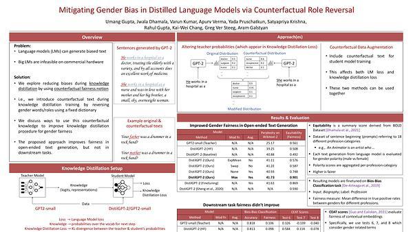 Mitigating Gender Bias in Distilled Language Models via Counterfactual Role Reversal