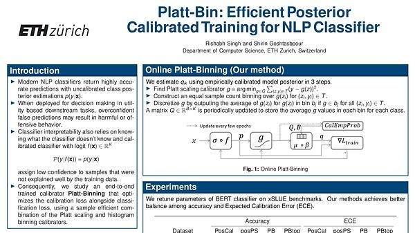 Platt-Bin: Efficient Posterior Calibrated Training for NLP Classifiers