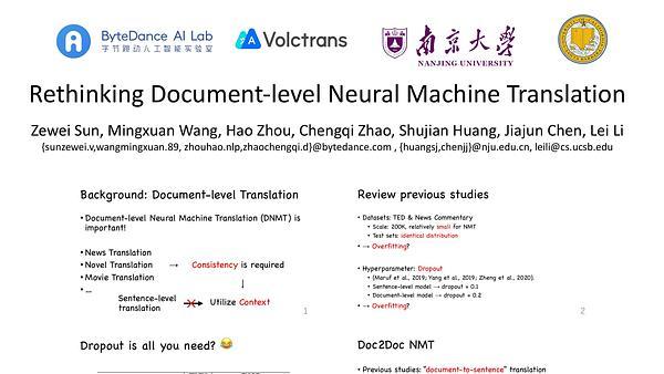 Rethinking Document-level Neural Machine Translation