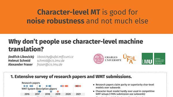 Why don’t people use character-level machine translation?