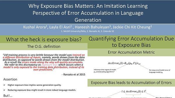 Why Exposure Bias Matters: An Imitation Learning Perspective of Error Accumulation in Language Generation