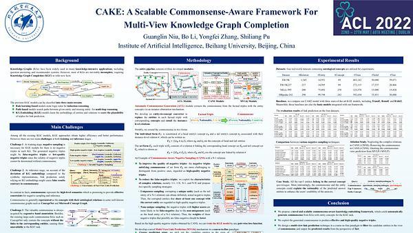CAKE: A Scalable Commonsense-Aware Framework For Multi-View Knowledge Graph Completion