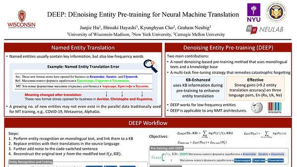 DEEP: DEnoising Entity Pre-training for Neural Machine Translation