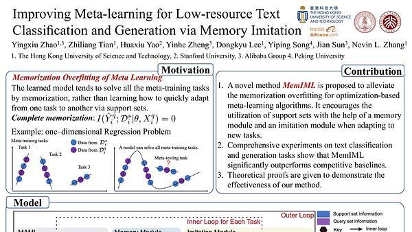 Improving Meta-learning for Low-resource Text Classification and Generation via Memory Imitation