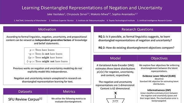Learning Disentangled Representations of Negation and Uncertainty