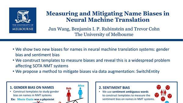 Measuring and Mitigating Name Biases in Neural Machine Translation