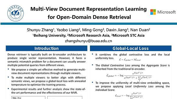 Multi-View Document Representation Learning for Open-Domain Dense Retrieval