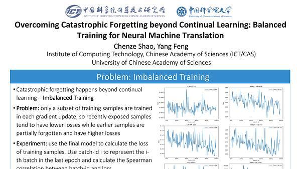 Overcoming Catastrophic Forgetting beyond Continual Learning: Balanced Training for Neural Machine Translation