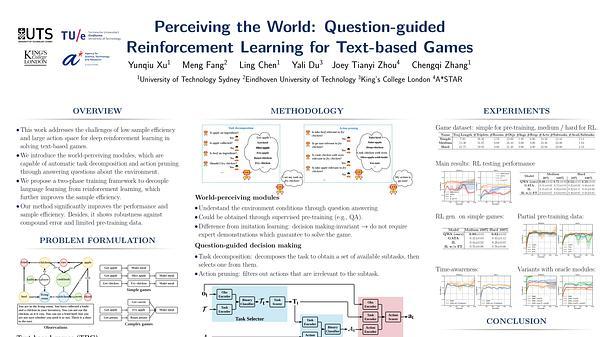 Perceiving the World: Question-guided Reinforcement Learning for Text-based Games