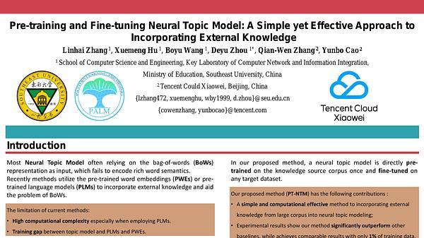 Pre-training and Fine-tuning Neural Topic Model: A Simple yet Effective Approach to Incorporating External Knowledge