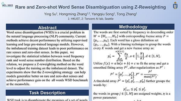 Rare and Zero-shot Word Sense Disambiguation using Z-Reweighting