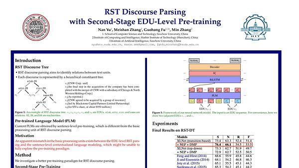 RST Discourse Parsing with Second-Stage EDU-Level Pre-training