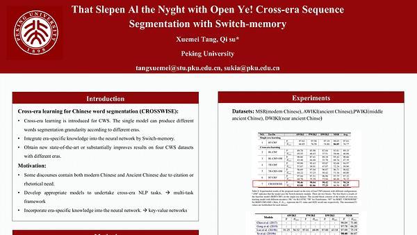 That Slepen Al the Nyght with Open Ye! Cross-era Sequence Segmentation with Switch-memory
