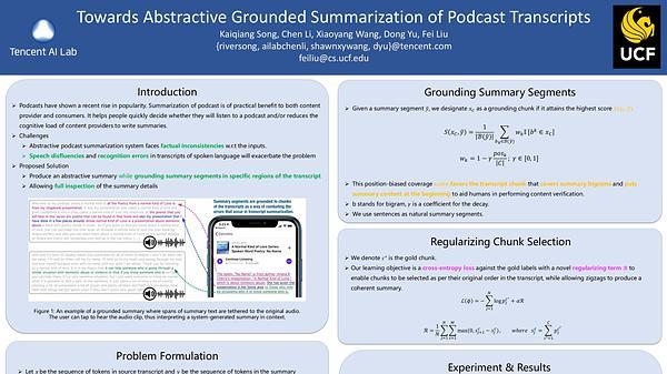 Towards Abstractive Grounded Summarization of Podcast Transcripts