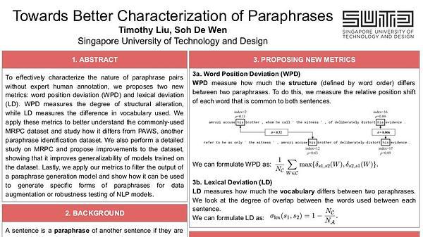Towards Better Characterization of Paraphrases