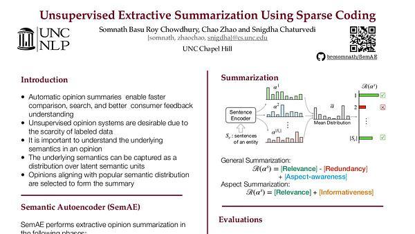 Unsupervised Extractive Opinion Summarization Using Sparse Coding