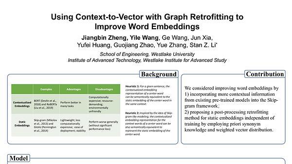 Using Context-to-Vector with Graph Retrofitting to Improve Word Embeddings